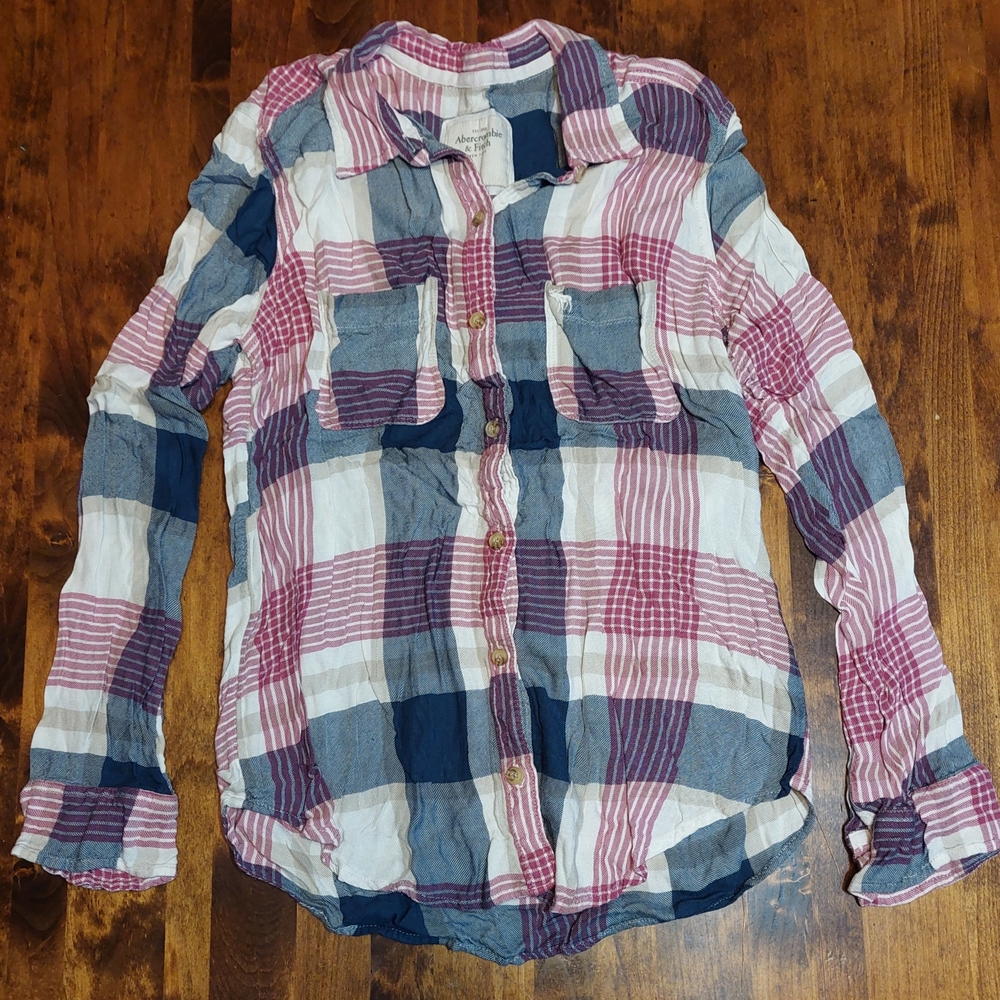 Abercrombie & Fitch Plaid Shirt in Red, Blue, and White